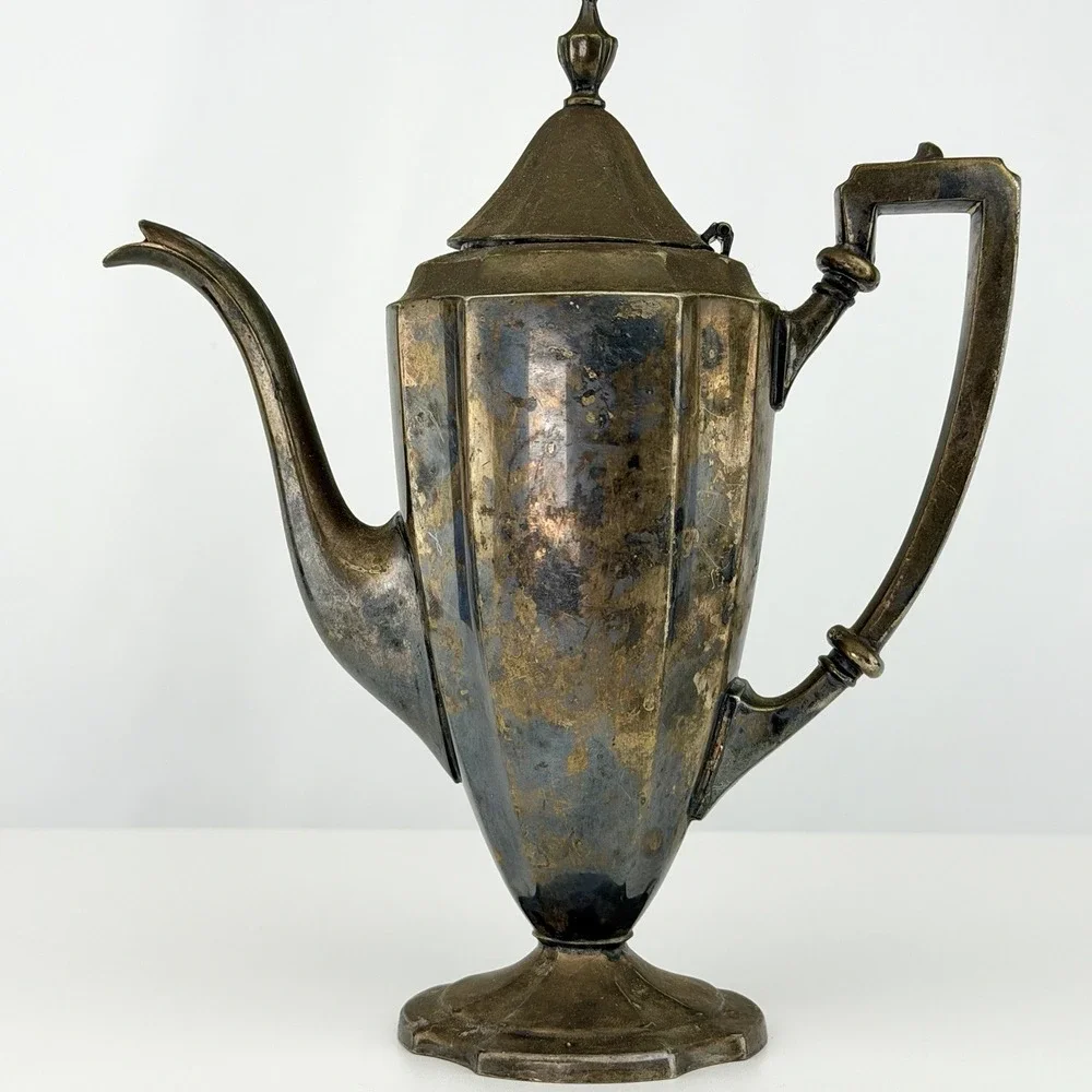 Vintage Sheffield Reproduction Silverplate Coffee Pot Teapot 653 Tarnished